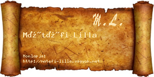 Mátéfi Lilla névjegykártya